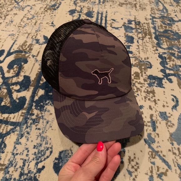 victoria secret camo trucker hat